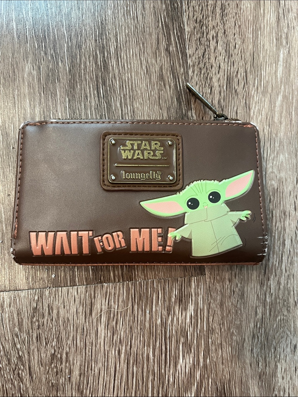 Loungefly Star Wars Brown Wallet with Green Grogu and Pink Accents
